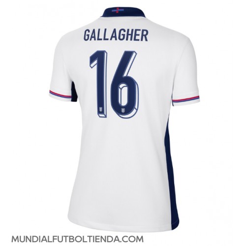 Camiseta Inglaterra Conor Gallagher #16 Primera Equipación Replica Eurocopa 2024 para mujer mangas cortas